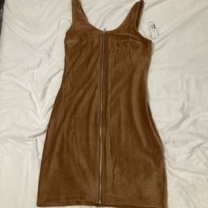 No Boundaries Zip-Up Rib-Knit Velvet Dress